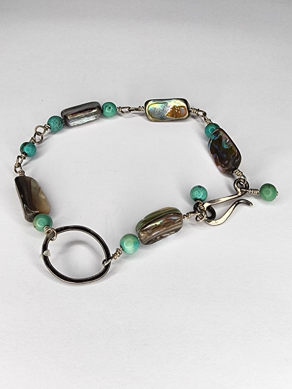 Sterling Silver Turquoise And Mother Of Pearl Bracelet